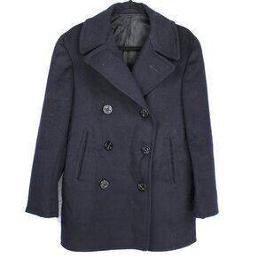 US NAVY COAT SZ 38 BLACK GI ISSUE DOUBLE BREASTED MILITARY VINTAGE WOOL PEE COAT